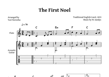 The First Noel - For Flute and Acoustic Guitar (Very Easy Christmas Carol) (arr. Yuri Noronha)