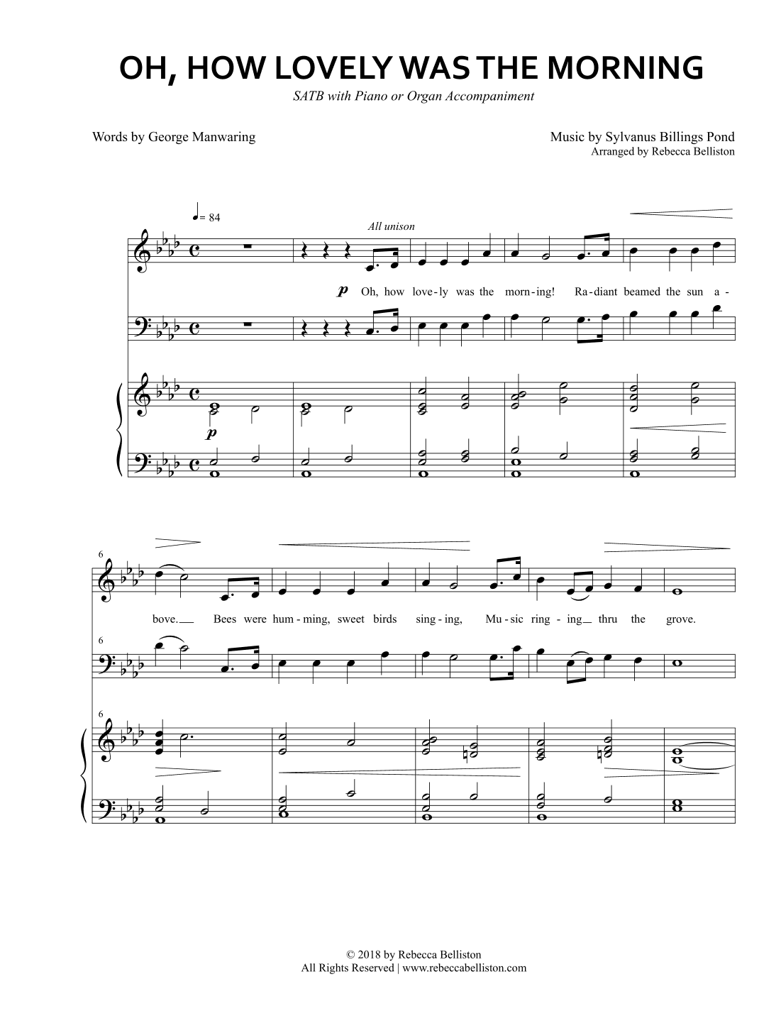 Oh, How Lovely Was the Morning (SATB) (arr. Rebecca Belliston)