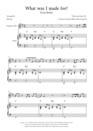What Was I Made For? (arr. BTmusic)