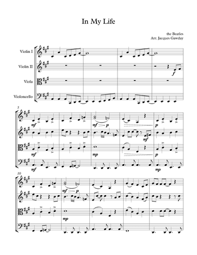 In My Life (arr. Jacques Gadway)
