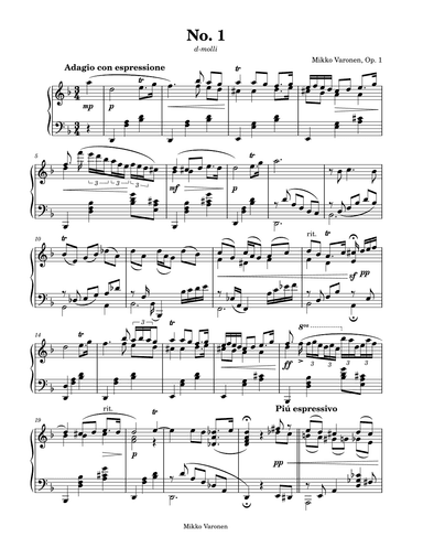 Three Short Waltzes Op. 1, No. 1 "Adagio con espressione"
