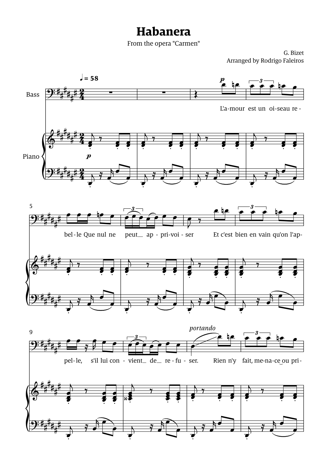 Habanera (for bass - D# minor/ Eb major) (arr. Rodrigo Faleiros)