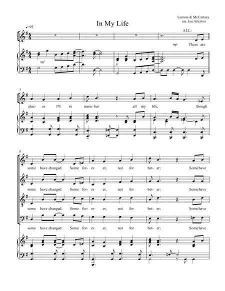 In My Life (arr. Jon Arterton)