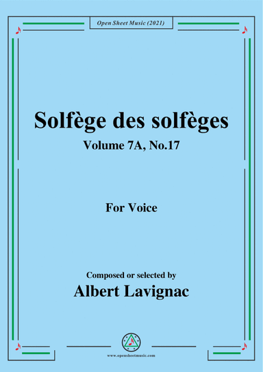 Lavignac-Solfege des solfeges,Volume 7A No.17,for Voice (arr. Open Cloud)