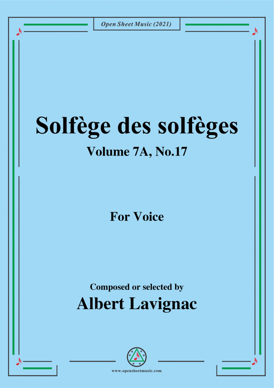 Lavignac-Solfege des solfeges,Volume 7A No.17,for Voice (arr. Open Cloud)