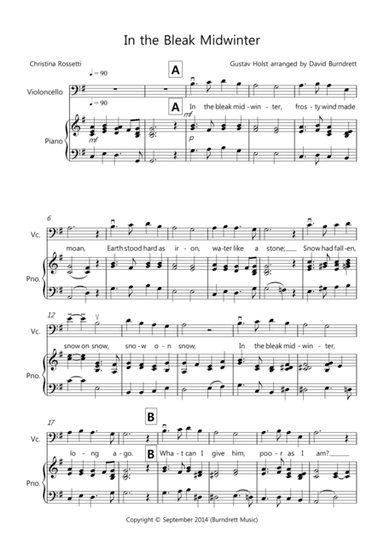 In the Bleak Midwinter for Cello and Piano (arr. David Burndrett)