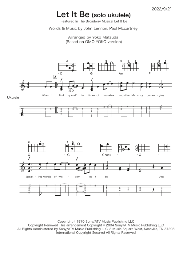 Let It Be (arr. Yoko Matsuda)