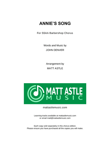 Annie's Song (arr. Matt Astle)