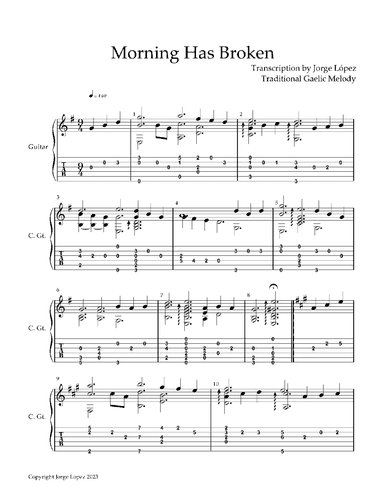Morning Has Broken - Traditional Gaelic Tune (arr. Jorge Lopez)