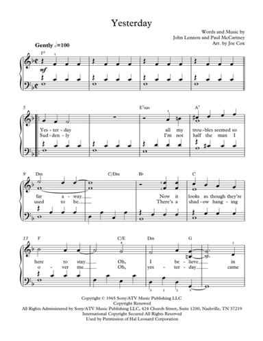 Yesterday (arr. Joe Cox)