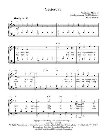 Yesterday (arr. Joe Cox)