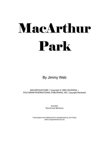 Macarthur Park (arr. Jim Farley www.arrangementsone.com)
