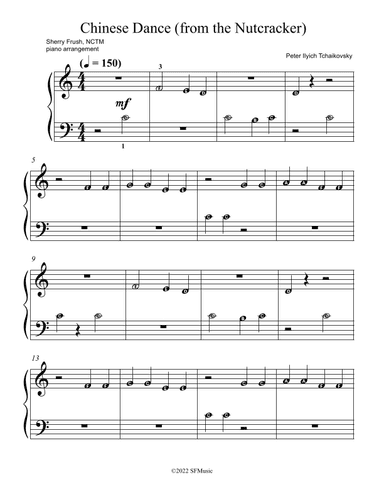 Chinese Dance from the Nutcracker - 5 finger alpha notes (arr. Sherry Frush, NCTM)