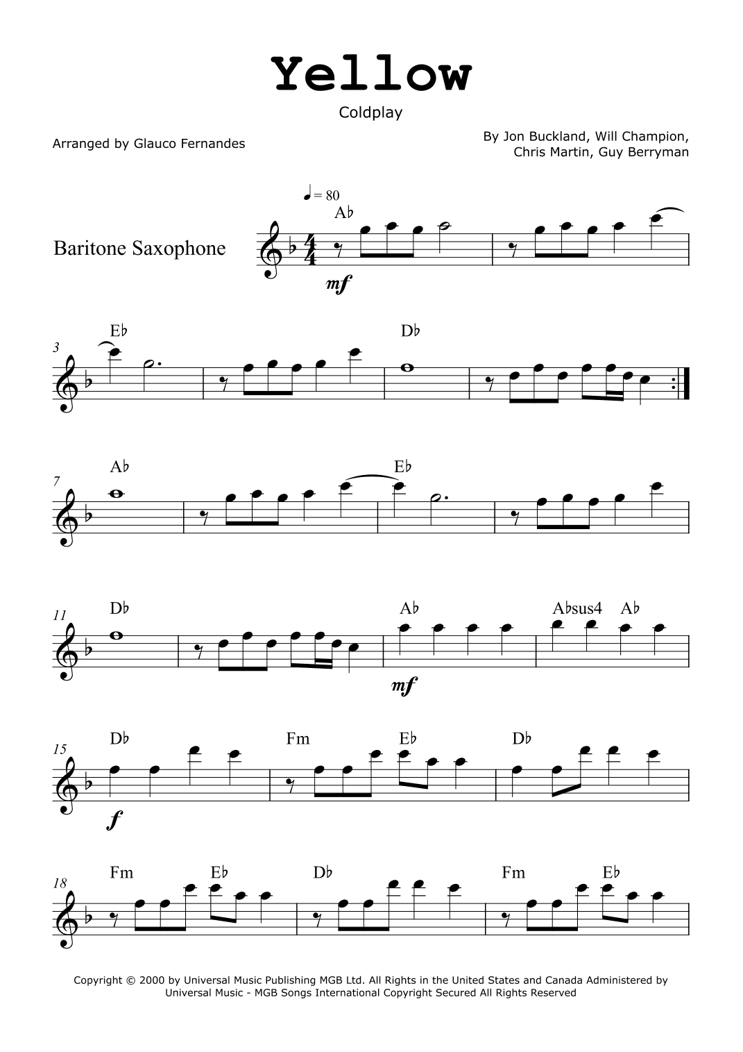 Yellow (arr. Glauco Fernandes)