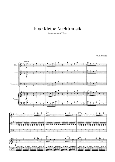 Eine Kleine Nachtmusik for Flute, Violin, Cello and Piano (arr. Cadenza Editions)