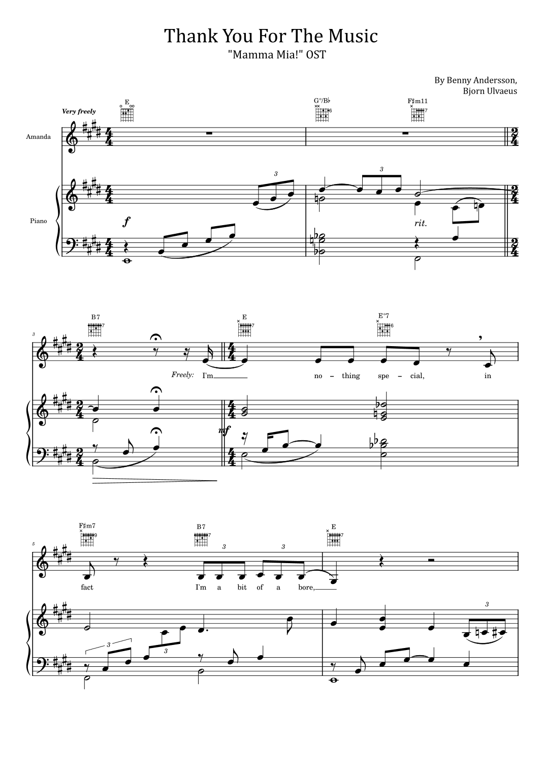 Thank You For The Music (arr. poon)