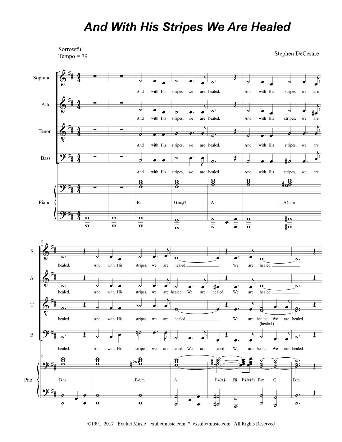 And With His Stripes We Are Healed (SATB) - Alternate Version)