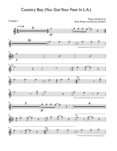 Country Boy (you Got Your Feet In L.a.) (arr. David Lartey)