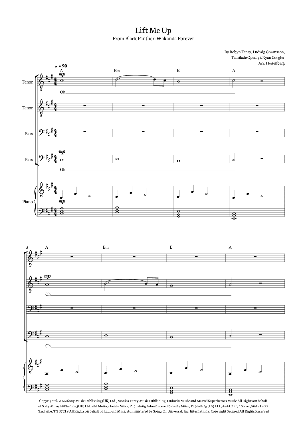 Lift Me Up (arr. Heisenberg)