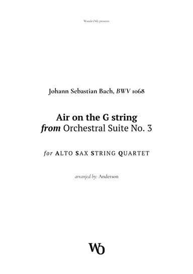 Air on the G String by Bach for Alto Sax and Strings (arr. Ander)
