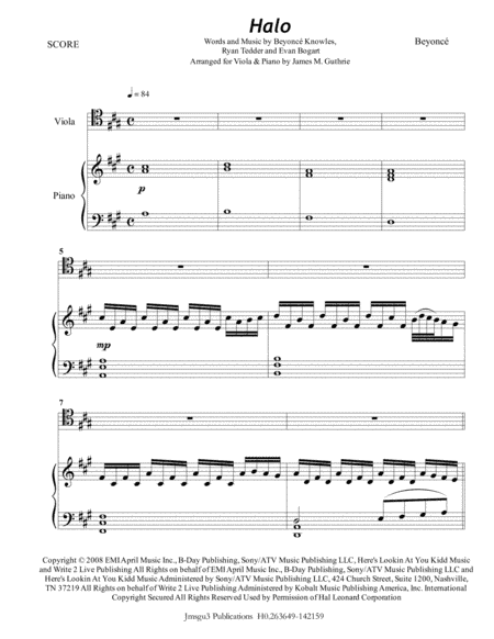 Halo (arr. James M. Guthrie, ASCAP)