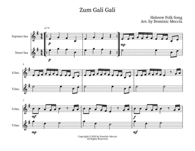Zum Gali Gali- Soprano Sax and Tenor Sax Duet (arr. Dominic Meccia)