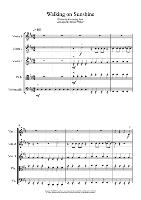 Walking On Sunshine (arr. Bridie Walker)