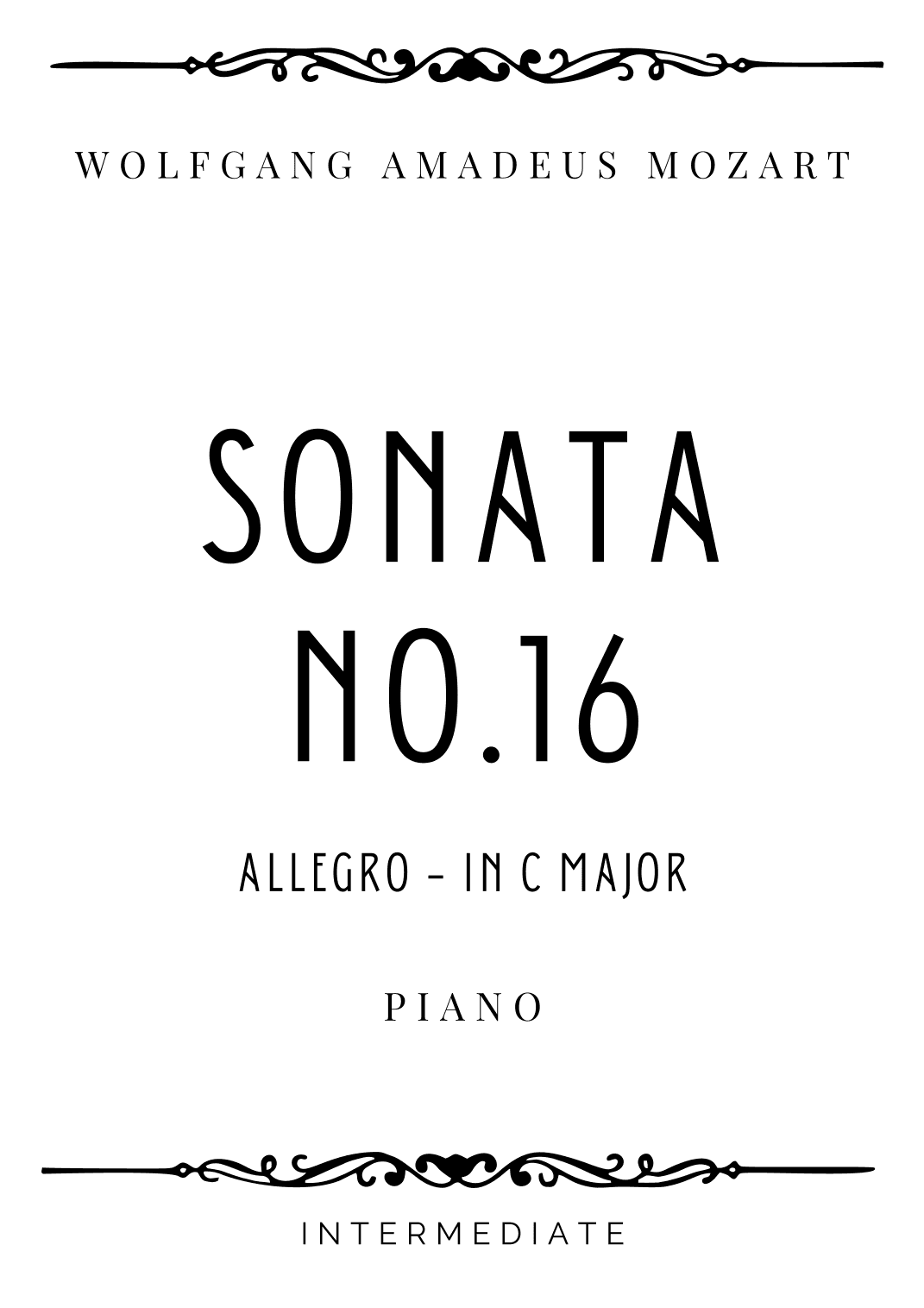 Mozart - Allegro from Piano Sonata No. 16 in C Major - Intermediate (arr. Piacere Music Sheets)