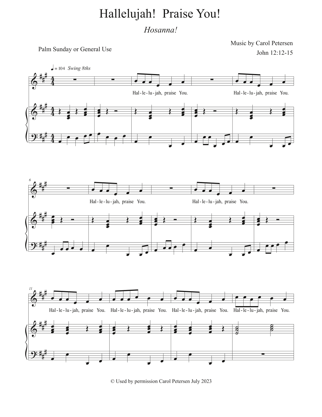 Hallelujah! Praise You! (Hosanna!)