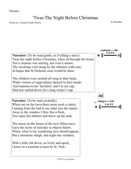 ’Twas The Night Before Christmas For Concert Band and Narrator
