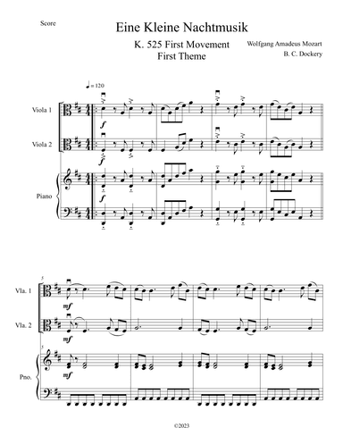Eine Kleine Nachtmusik (A Little Night Music) for Viola Duet with Piano Accompaniment (arr. B. C. Dockery)