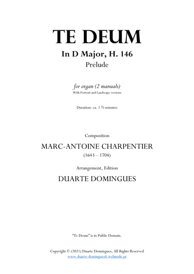 Prelude - Te Deum in D Major, H. 146 (arr. Duarte Domingues)