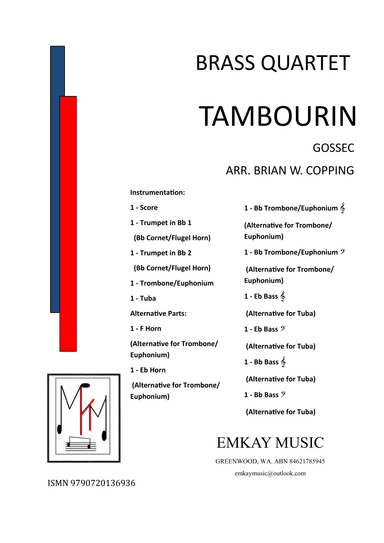 TAMBOURIN – BRASS QUARTET (arr. BRIAN W. COPPING)