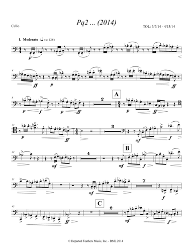 Pq2 ... (2014) for piano and string quartet, cello