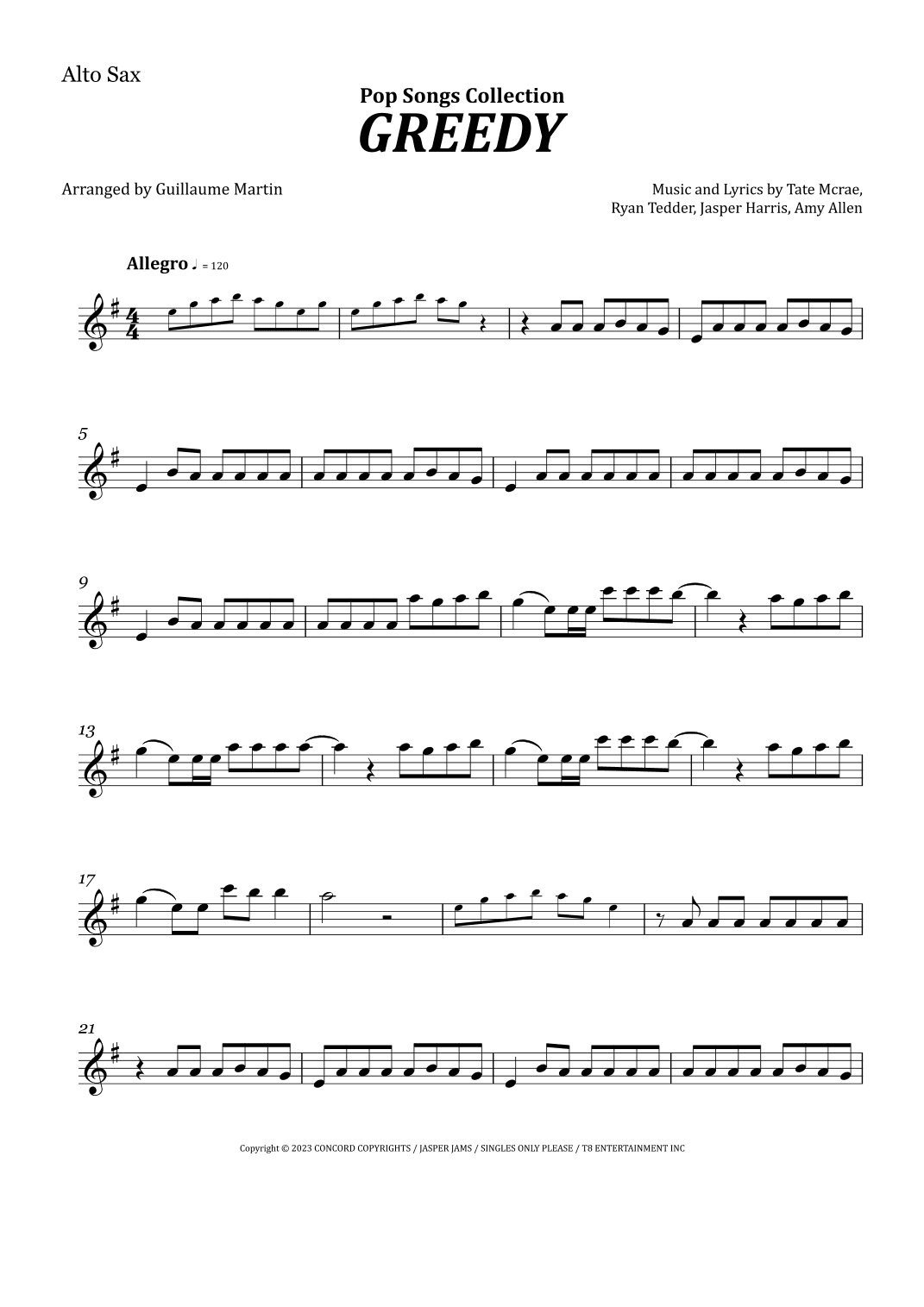 Greedy (arr. Guillaume Martin)