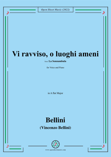 Bellini-Vi ravviso,o luoghi ameni,from La Sonnambula,for Voice and Piano (arr. OSM Press)