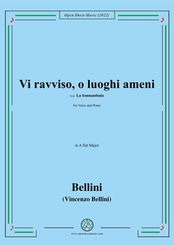 Bellini-Vi ravviso,o luoghi ameni,from La Sonnambula,for Voice and Piano (arr. OSM Press)