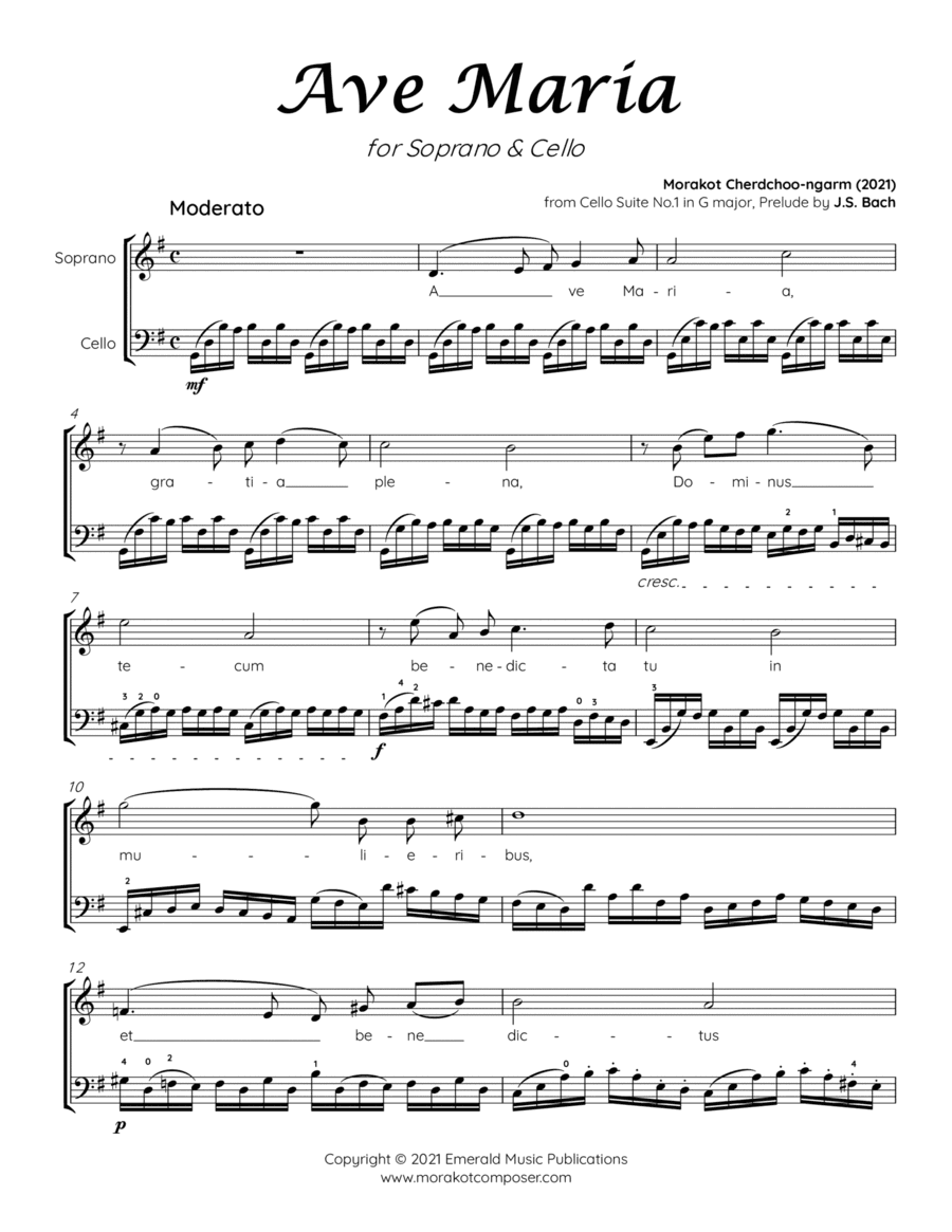 Ave Maria on Bach Cello Suite for Soprano & Cello
