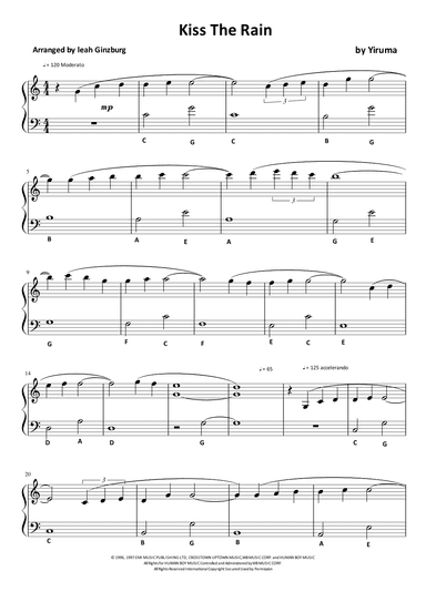 Kiss The Rain (arr. Leah Ginzburg)