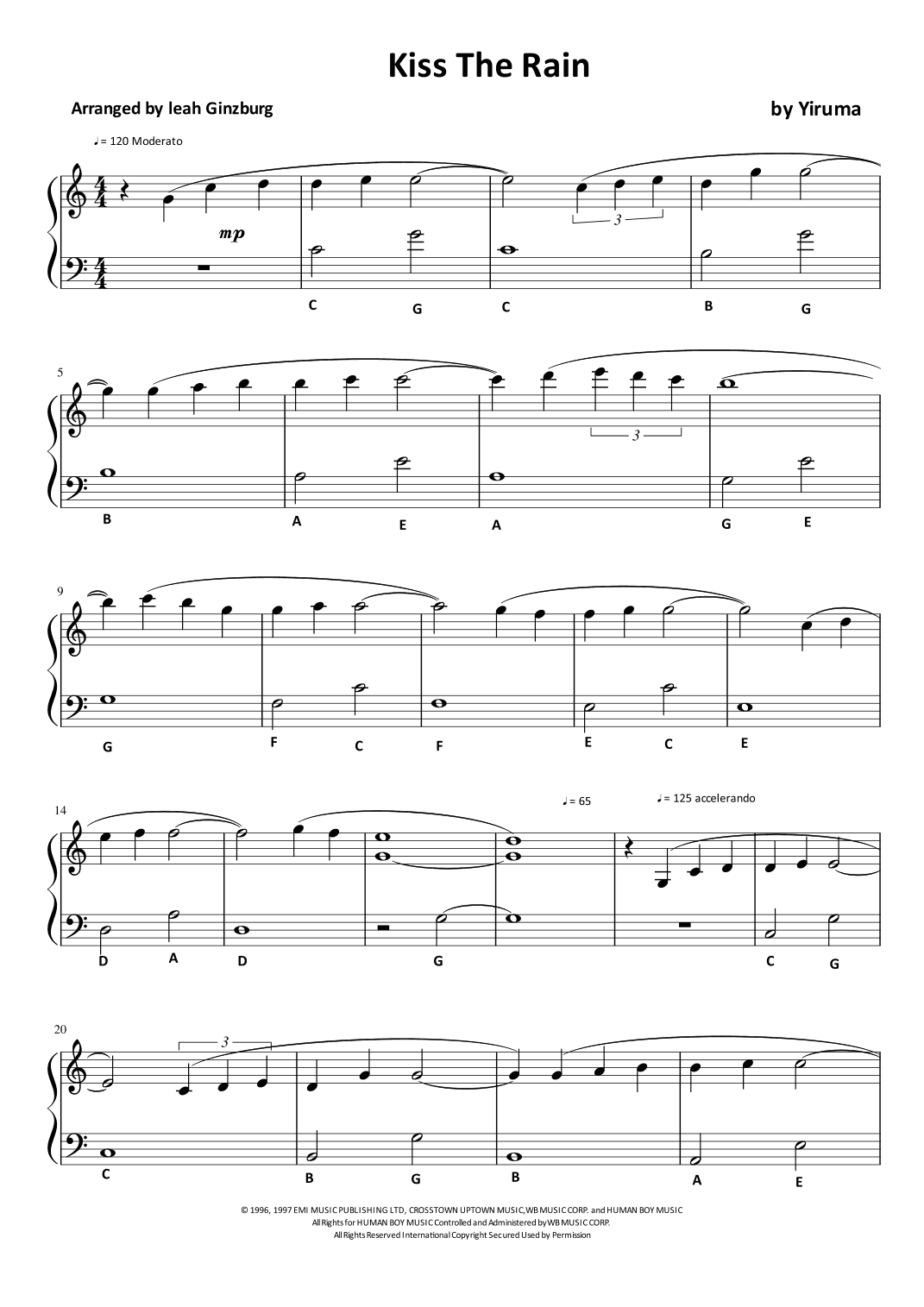 Kiss The Rain (arr. Leah Ginzburg)