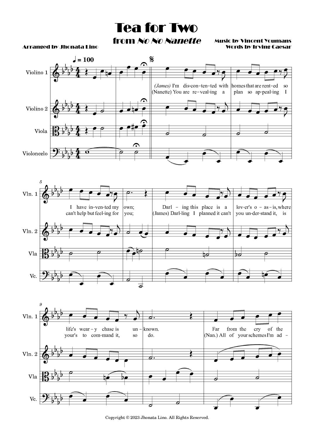 Tea For Two (arr. Jhonata Lino)