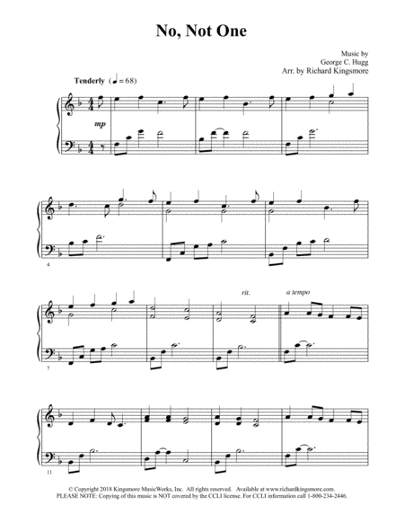 No Not One (arr. Richard Kingsmore)