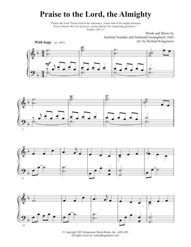Praise to the Lord, the Almighty (arr. Richard Kingsmore)