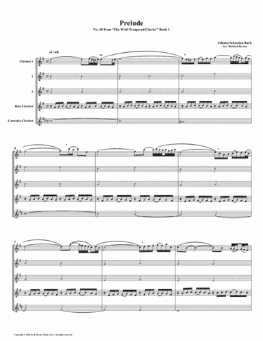 Prelude 10 from  Well-Tempered Clavier, Book 1 (Clarinet Quintet) (arr. Richard Byrnes)