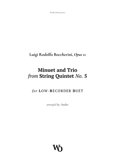 Minuet by Boccherini for Low Recorder Duet (arr. Ander)