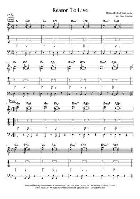 Reason To Live (arr. Jussi Kontinen)