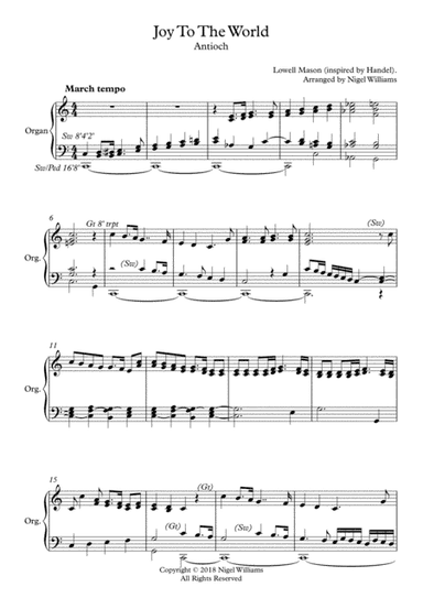 Joy To The World, for Organ (arr. Nigel Williams)
