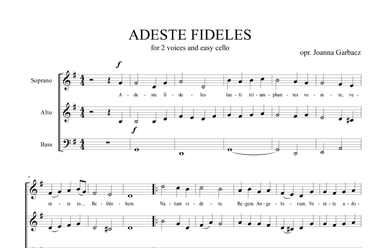 Adeste fideles for 2 voices and easy cello (arr. Joanna Garbacz)