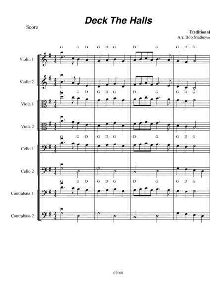 Deck The Halls for Strings (arr. Bob Mathews)