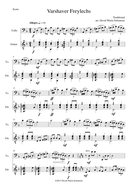 Varshaver Freylekhs (Freilach from Warsaw) for cello and guitar (arr. David Warin Solomons)